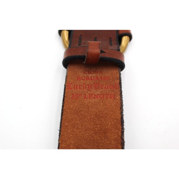 Western Festival Belt Lucky Brand Leather Womens 32 Brown Ring Buckle Boho